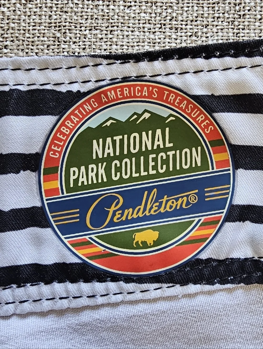 Pendleton/Hurley White Boardshorts with Teal, Pink, Yellow & Gray Stripes